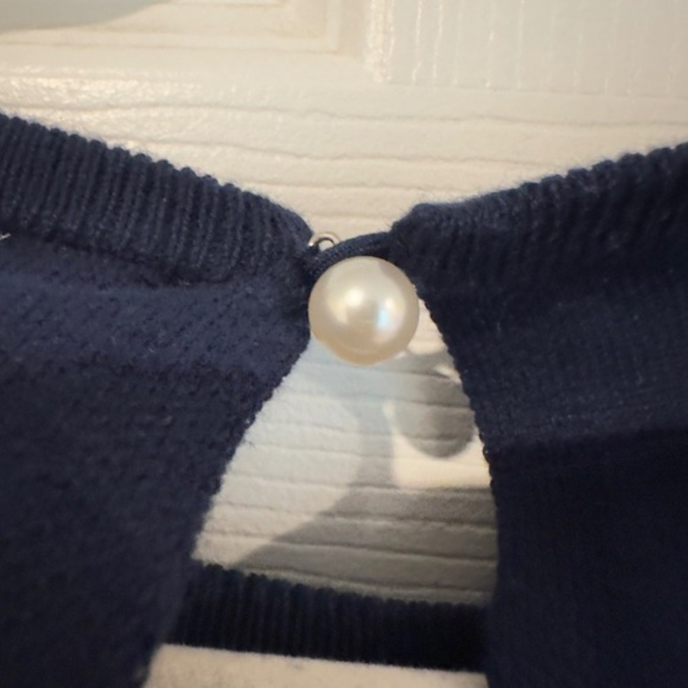 Vince Camuto Womens XL Navy Blue Puff Short Sleeve Pearl Back Sweater C1553218S - Picture 5 of 6